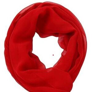 Red Yeieeo Solid Color Scarves Silk Long Scarf Lightweight Accent Scarf